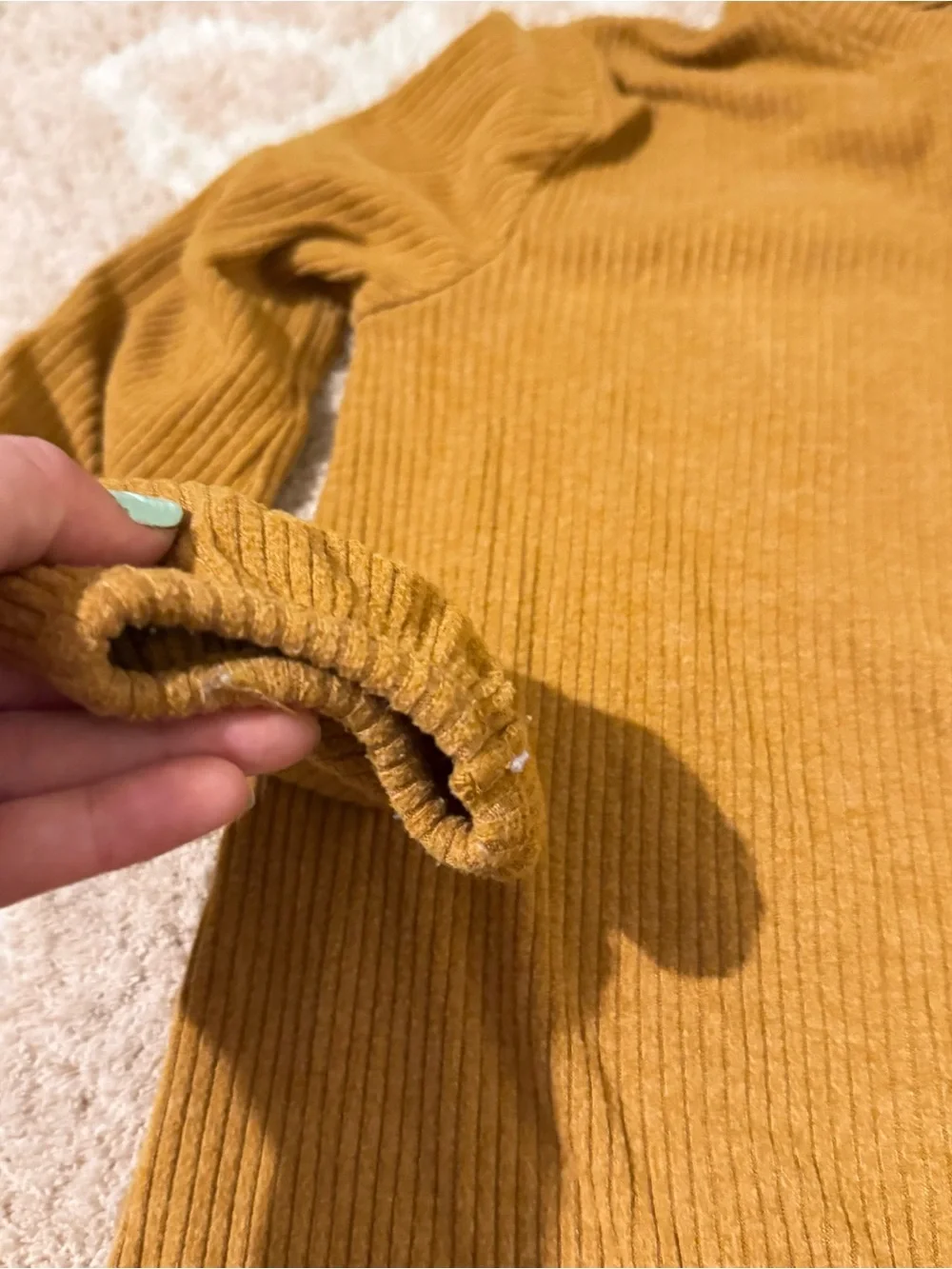Kids Old Navy  Size M/Size 8 Mustard Ribbed Knot-Front Long Sleeve Top